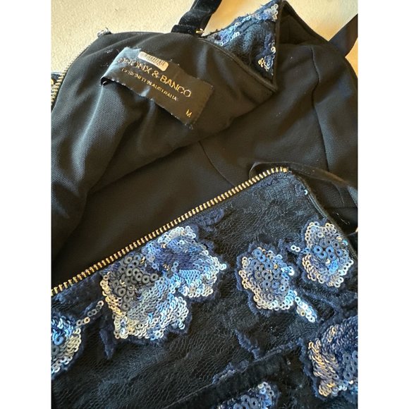 Bronx and Banco Camille Pencil Dress in Navy Sequin Medium New Womens Midi Lace - Picture 9 of 11